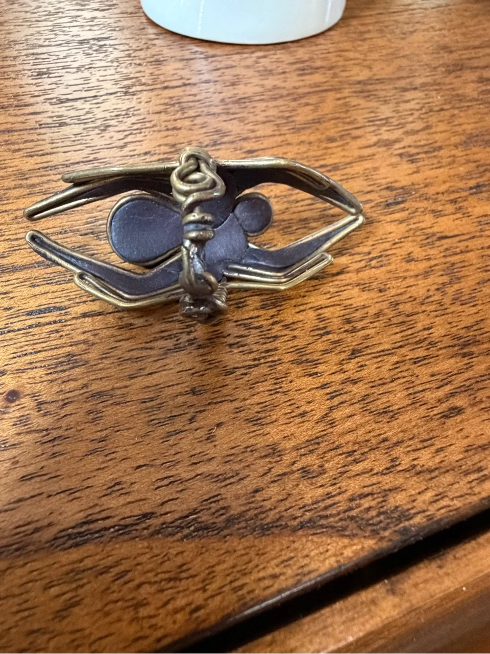 Handcrafted Bronze-Tone Scarab Ring with Blue Cabochon - Women Jewelry